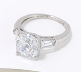 Diamonique Platinum Clad 100 Facet "The Amy Cushion-Cut" Ring Size 8